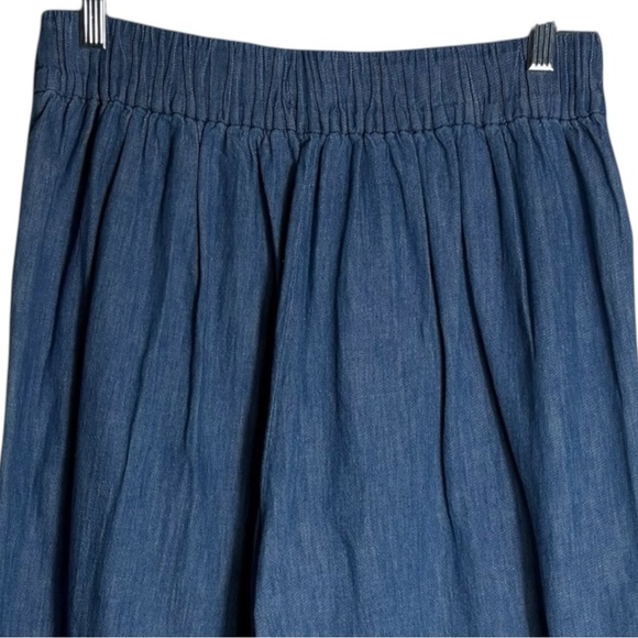 MADEWELL Huston Linen Blend Wide-Leg Crop Pants in Chambray Blue Size Large - Picture 6 of 11